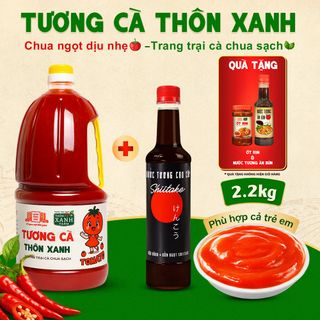 [Tặng Ớt Rim và Nước tương ăn bún] Combo Nước tương Shiitake 525ml và Tương cà 2.2Kg Làng Chài Xưa