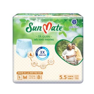 Tả Quần Người Lớn Sunmate DRY Khô Thoáng size M8 ( 60 - 90 cm ) Bao 6 gói x  8  miếng