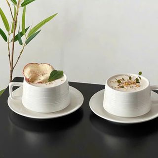 Cốc Gốm Sứ Trắng Kèm Kê 250ml (THÙNG 30B)