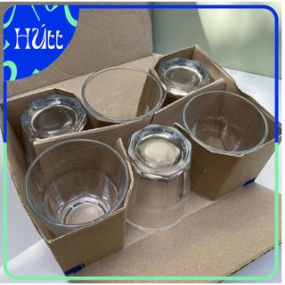 Hộp 6 Ly Thủy Tinh Ngấn Cạnh Uống Trà, Cà Phê 270ML Nhập Khẩu Indonesia (BeRise TSL-9.5)
