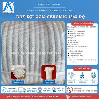 Dây sợi gốm Ceramic tròn 12mm, 1260 độ C