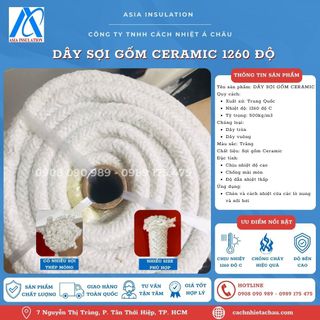Dây sợi gốm Ceramic tròn 12mm, 1260 độ C