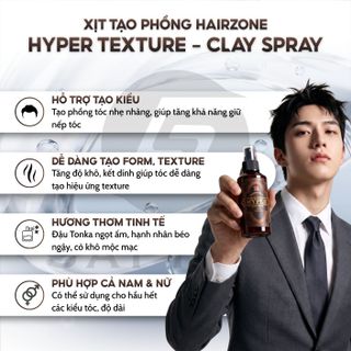Xịt tạo phồng Hair Zone Hyper Texture 155ml chính hãng - Pre Styling tạo phồng, hỗ trợ giữ nếp, giảm bết dầu