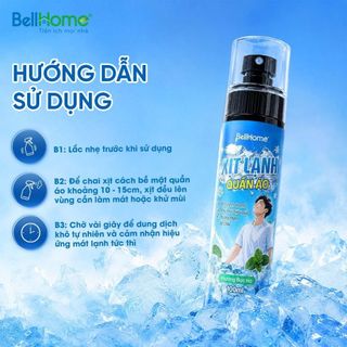 XỊT LẠNH QUẦN ÁO BELLHOME 100ML - LÀM MÁT QUẦN ÁO NHANH CHÓNG, KHỬ MÙI HIỆU QUẢ CHO MÙA HÈ