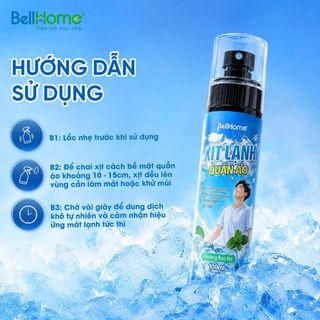 XỊT LẠNH QUẦN ÁO BELLHOME 100ML - LÀM MÁT QUẦN ÁO NHANH CHÓNG, KHỬ MÙI HIỆU QUẢ CHO MÙA HÈ