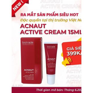 (CHÍNH HÃNG) Kem bôi mụn Biotrade Active Cream chuyên dành cho các làn da bị mụn viêm, mụn đầu đen ( 15ml)