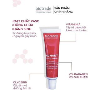 (CHÍNH HÃNG) Kem bôi mụn Biotrade Active Cream chuyên dành cho các làn da bị mụn viêm, mụn đầu đen ( 15ml)