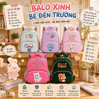 🦚 BALO MẦM NON THÚ 3D – Họa Tiết 3D Ngộ Nghĩnh, Thú Cưng Siêu Xinh!