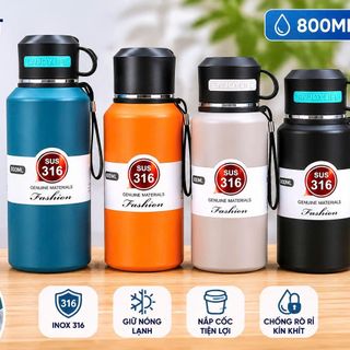 BÌNH GIỮ NHIỆT INOX 316 CAO CẤP 800ml CÓ NẮP CỐC (T50)