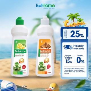 Nước rửa chén Bellhome 750g Công nghệ sinh học, đậm đặc, an toàn cho da tay, khử mùi vượt trội