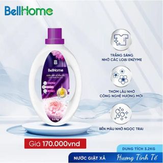 Nước Giặt Xả Bellhome 3.2Kg Công nghệ sinh học – Mềm sợi vải, Hương thơm lâu, Sạch sâu, An toàn