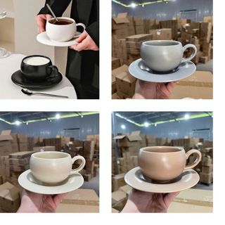 Cốc Gốm Sứ 4 Màu Trơn Kèm Kê 300ML (THÙNG 30B)