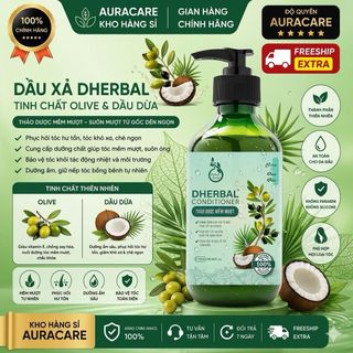 Chính Hãng - Dầu Xả Thảo Dược Tinh Chất Oliu Dầu Dừa Giúp Mềm Mượt Tóc Dherbal Chai 300ml