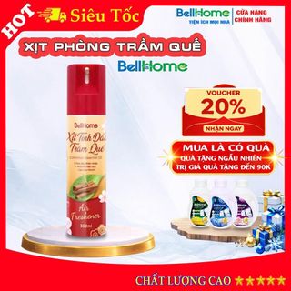 Xịt phòng BellHome hương trầm quế 300ml, Lưu hương sang trọng, thanh lọc không khí, khử mùi ẩm mốc