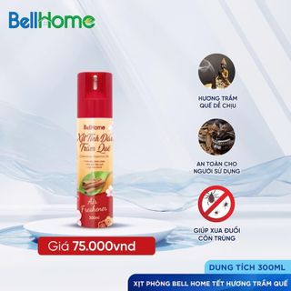 Xịt phòng BellHome hương trầm quế 300ml, Lưu hương sang trọng, thanh lọc không khí, khử mùi ẩm mốc