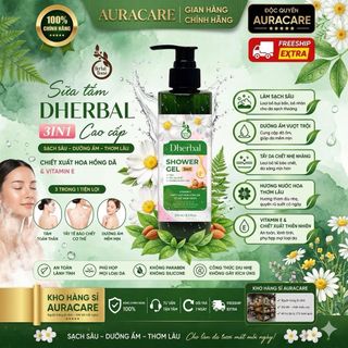 Sữa tắm trắng da 3in1 thiên nhiên độc quyền DHERBAL chai 250ml sữa tắm dưỡng ẩm thơm lâu chính hãng