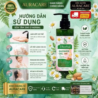 Sữa tắm trắng da 3in1 thiên nhiên độc quyền DHERBAL chai 250ml sữa tắm dưỡng ẩm thơm lâu chính hãng