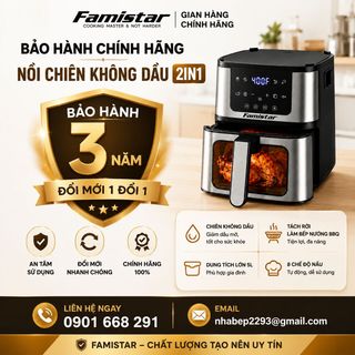 Nồi chiên không dầu 5L Famistar, 8 chế độ nấu,công nghệ Rapid Air, Màn hình cảm ứng, giá sỉ tận gốc