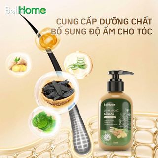 Combo gội xả thảo mộc Gừng Sả BellHome 500ml, Giảm gãy rụng, tóc chắc khỏe, mềm mượt, sạch gàu