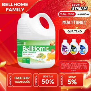 Nước lau sàn Bell Home 3.6L, Công nghệ sinh học, hương chanh sả, diệt khuẩn, sạch bóng, an toàn
