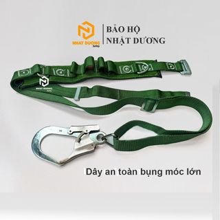 Dây đai an toàn lao động 1 móc thép lớn D08, dây bảo hộ lao động, dây an toàn rơi ngã trên cao