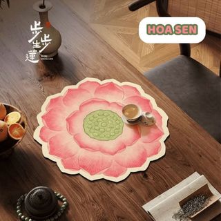 Thảm Lót Ly Cốc Hình Hoa Sen Siêu Thấm Hút Thảm Lót Bàn Trà Tảo Cát Decor
