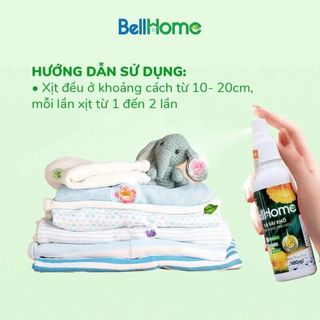 Xịt xả vải thơm quần áo BellHome 100ml -Công nghệ sinh học - Khử mùi – Diệt khuẩn - 3 Hương tự nhiên