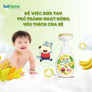 Combo 2 Bọt Rửa Tay Cho Bé Wolfoo BellHome 500ml, Gốc Thực Vật, Dịu Nhẹ, Không Gây Kích Ứng An Toàn