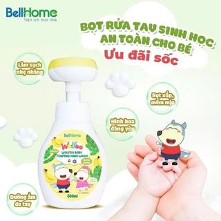 Combo 2 Bọt Rửa Tay Cho Bé Wolfoo BellHome 500ml, Gốc Thực Vật, Dịu Nhẹ, Không Gây Kích Ứng An Toàn