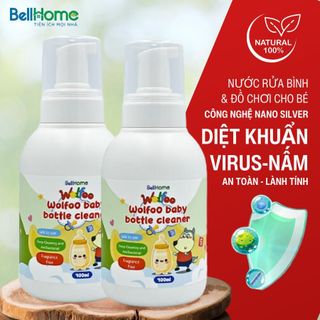 Combo Nước rửa bình sữa cho bé Wolfoo Baby Bellhome 400ml tạo bọt tự nhiên nano bạc không hóa chất