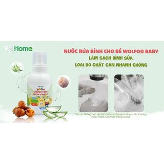 Combo Nước rửa bình sữa cho bé Wolfoo Baby Bellhome 400ml tạo bọt tự nhiên nano bạc không hóa chất