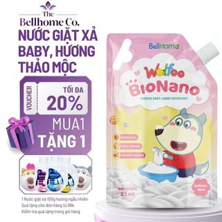Nước giặt xả Wolfoo BioNano Bellhome, Hương thảo mộc dịu nhẹ, an toàn cho bé, không kích ứng