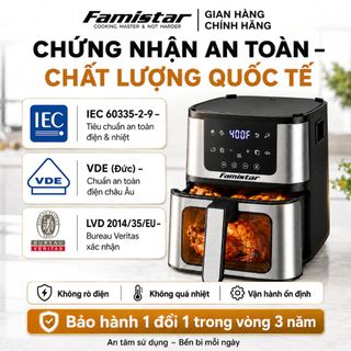Nồi chiên không dầu 5L Famistar, 8 chế độ nấu,công nghệ Rapid Air, Màn hình cảm ứng, giá sỉ tận gốc
