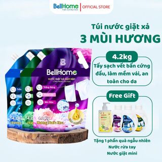 Nước giặt xả sinh học BellHome túi 4.2KG – 3 mùi hương – Sạch thơm lâu, An toàn cho da nhạy cảm
