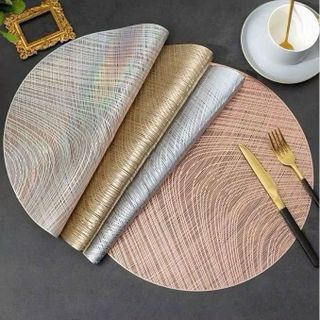 Tấm Lót, Thảm Lót Bàn Ăn, Lót Bàn Ăn Viền Vàng Dập Nổi Cách Nhiệt