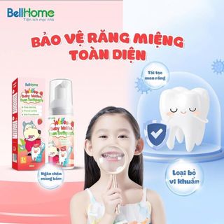 Kem đánh răng dạng bọt Wolfoo Baby Bellhome Hương dâu ngọt ngào Bảo vệ răng miệng cho bé