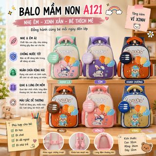 BALO A121 KÈM VÍ TIỆN LỢI – NHẸ NHÀNG, XINH XẮN, PHÙ HỢP CHO BÉ MẦM NON