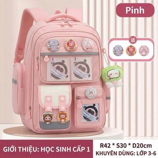 BALO TIỂU HỌC A8185 – Dễ Thương, Nhiều Ngăn, Tặng Bộ Phụ Kiện Xinh