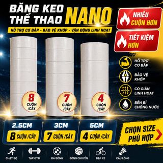 Băng keo thể thao Nano màu kem – 2.5cm/3cm/5cm – cây 8/7/4 cuộn