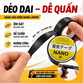 Băng keo điện Nano Japan 20Y – PVC cách điện 18mm – cây 10 cuộn