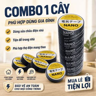 Băng keo điện Nano Japan 20Y – PVC cách điện 18mm – cây 10 cuộn