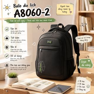BALO DU LỊCH A8060-2 – Ngăn Laptop Riêng, Đồng Hành Mọi Chuyến Đi