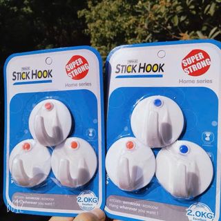 Bán buôn 3 miếng móc dính không dấu vết mạnh mẽ mà không cần đục lỗ móc nhà bếp phòng tắm cửa sau tường móc quần áo trong
