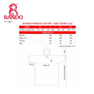 Áo Mưa Poncho Vải TOP Cánh Dơi Chống Thấm - Thương hiệu RANDO Cao Cấp