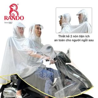 Áo mưa RANDO Encir 2 nón Trong Màu APPC-47 - Cao cấp chính hãng