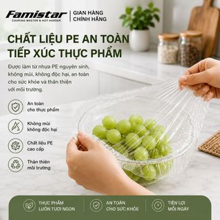 Màng bọc thực phẩm co giãn FAMISTAR - BTP01, combo 100 cái, có chun tiện dụng, phân phối sỉ số lượng lớn