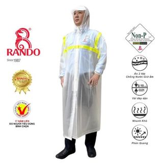 Áo Mưa Dây Kéo Trong Màu Phản Quang RANDO Hàng Chính Hãng
