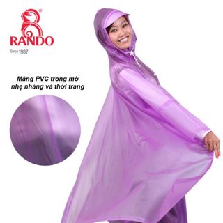 Áo Mưa Cổ Rùa Trong Màu - Thương hiệu Rando, chính hãng, cao cấp - APPC-07 (Giao màu ngẫu nhiên)