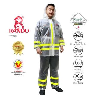 Bộ Áo Mưa Trong Màu Phản Quang - Thương hiệu Rando, chính hãng, cao cấp - ASPC-02 (Giao màu ngẫu nhiên)