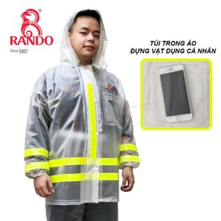 Bộ Áo Mưa Trong Màu Phản Quang - Thương hiệu Rando, chính hãng, cao cấp - ASPC-02 (Giao màu ngẫu nhiên)